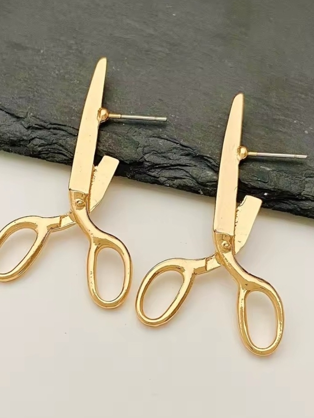 Fashion Jewelry Gold Scissor Dangle Earrings